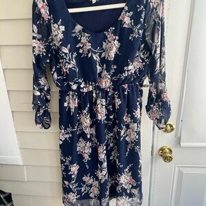 Pink Blush Maternity Midi Chiffon dress floral pink/blue